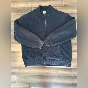LL Bean Vintage Full Zip Knit Flannel 100%Cotton Men’s Cardigan Jacket Sweater